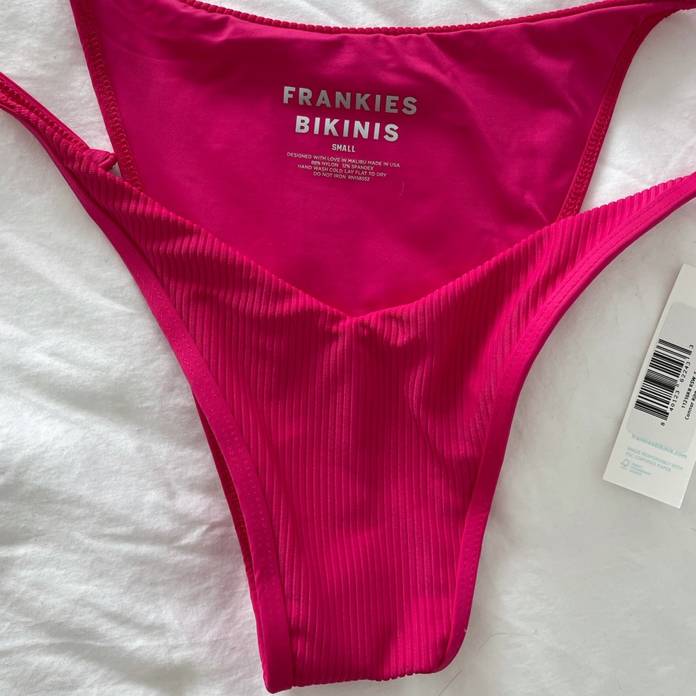 Frankies Bikinis Connor Ribbed Bottom Pink NWT